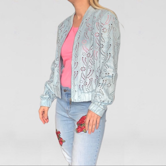 FOREVER 21 blue faux suede jacket s/m - Picture 5 of 11